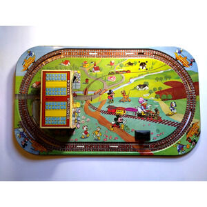 Marx Mickey Mouse Disneyville Station Hand Car Train Tin Litho 1950's BASE ONLY